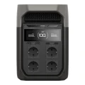 Stacja zasilania EcoFlow DELTA 3 – panel frontowy z ekranem LCD (100%), 4 gniazda AC Schuko i porty USB (USB-C 100W, USB-A Fast Charge)