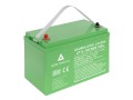 Akumulator AZO Digital LiFePO4 12V 100Ah (LP12-100) — BMS 150A, Bluetooth, mata grzewcza, widok z lewego skosa od przodu
