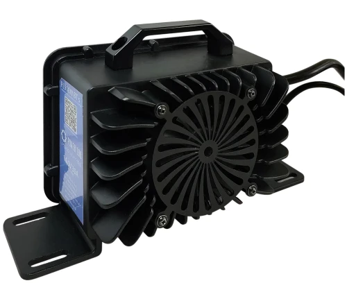 ładowarka do akumulatorów LiFePO4 Power LAB 24V 29,2V 40A czarna obudowa z radiatorem i uchwytem IP65 moc 1500W