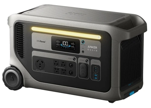 Mobilna stacja zasilania Anker SOLIX F3000 3072Wh 3600W – widok z przodu z panelem gniazd i podświetleniem LED