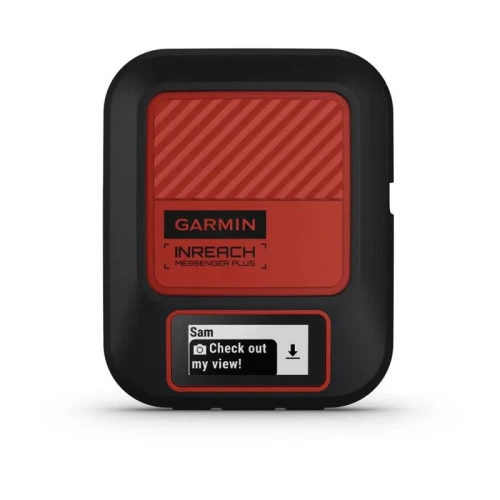 Garmin inReach Messenger Plus – komunikator satelitarny SOS Iridium, widok z przodu, ekran wiadomości