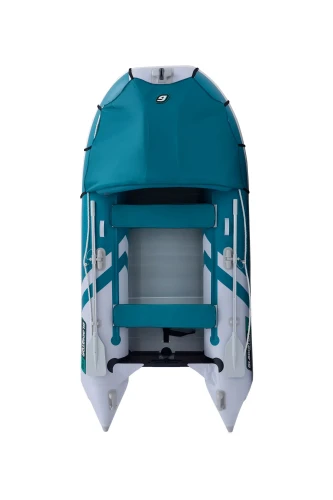 ponton Gladiator C330 AD morski biały z markizą i podłogą air deck widok z góry