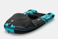 ponton Gladiator Active C370 AL czarno-turkusowy z markizą ujęcie z przodu po skosie