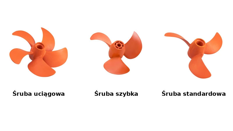 porównanie śrub do silników Torqeedo – śruba uciągowa, szybka i standardowa