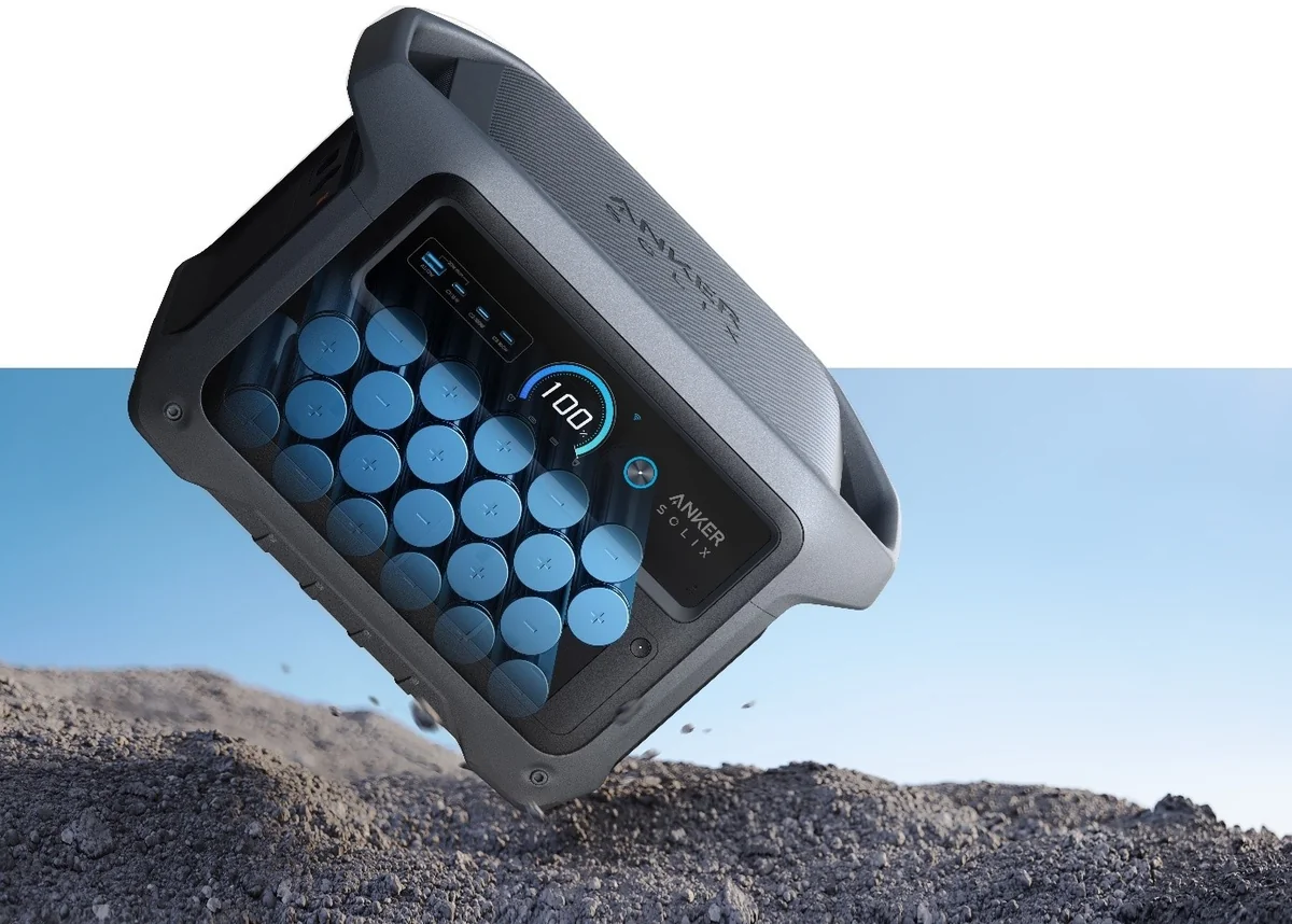 Mobilna stacja zasilania Anker Solix C1000 Gen 2 – przekrój baterii LFP, odporna konstrukcja na wstrząsy