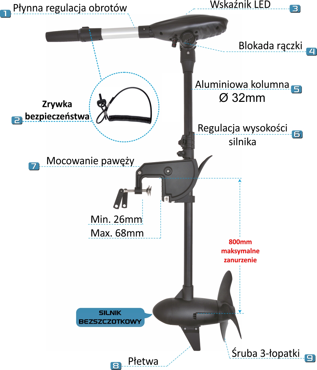 Haswing Protruar 3.0G 24V 110 lbs cechy silnika